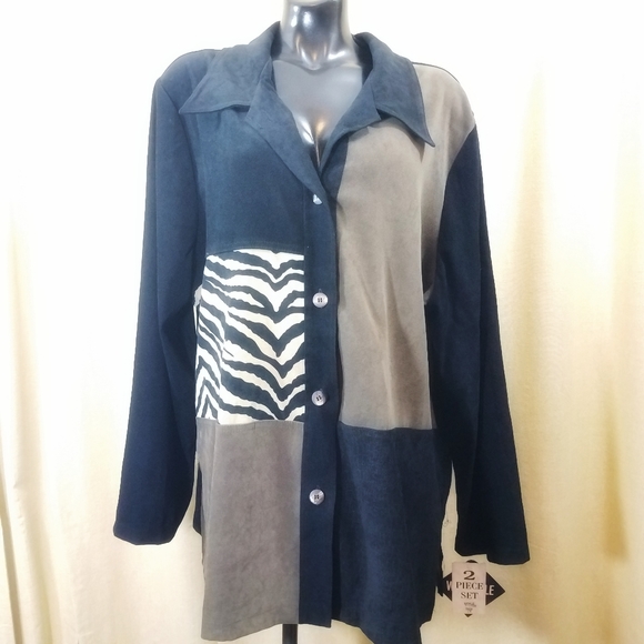 Kelly Scott Color Block Ultra Suede Shacket - Picture 1 of 5